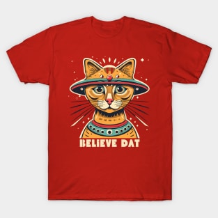 Alien Cat Believe Dat T-Shirt